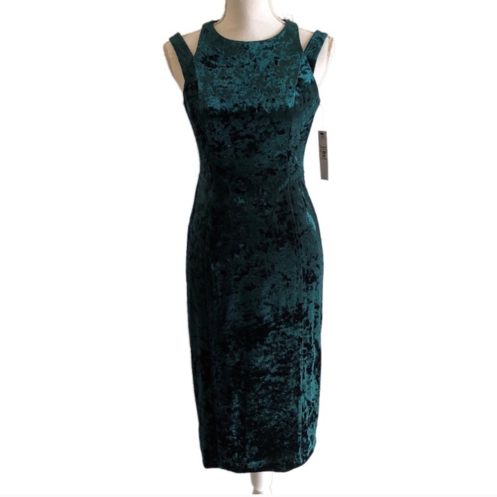 NWT Emerald Crushed Velvet Cutout Cocktail Dress